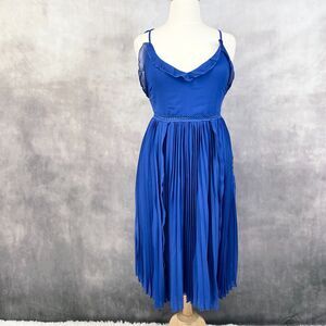 Lulus Never A Dull Moment Chiffon Dress Women XLarge Pleated Flowy Romantic Midi